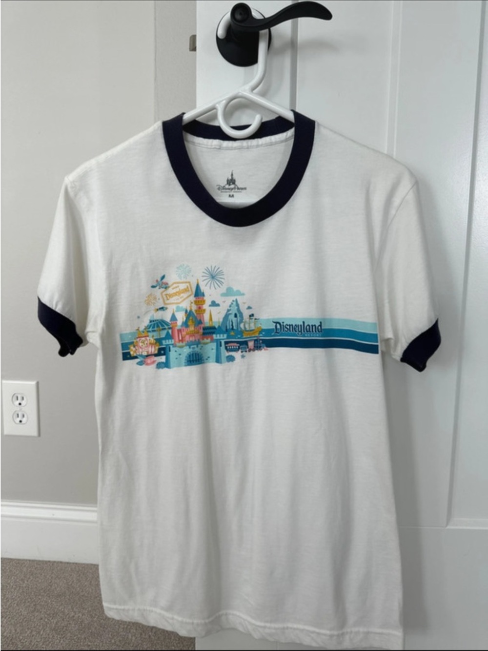 Disneyland White Ringer Tee with Navy Accents